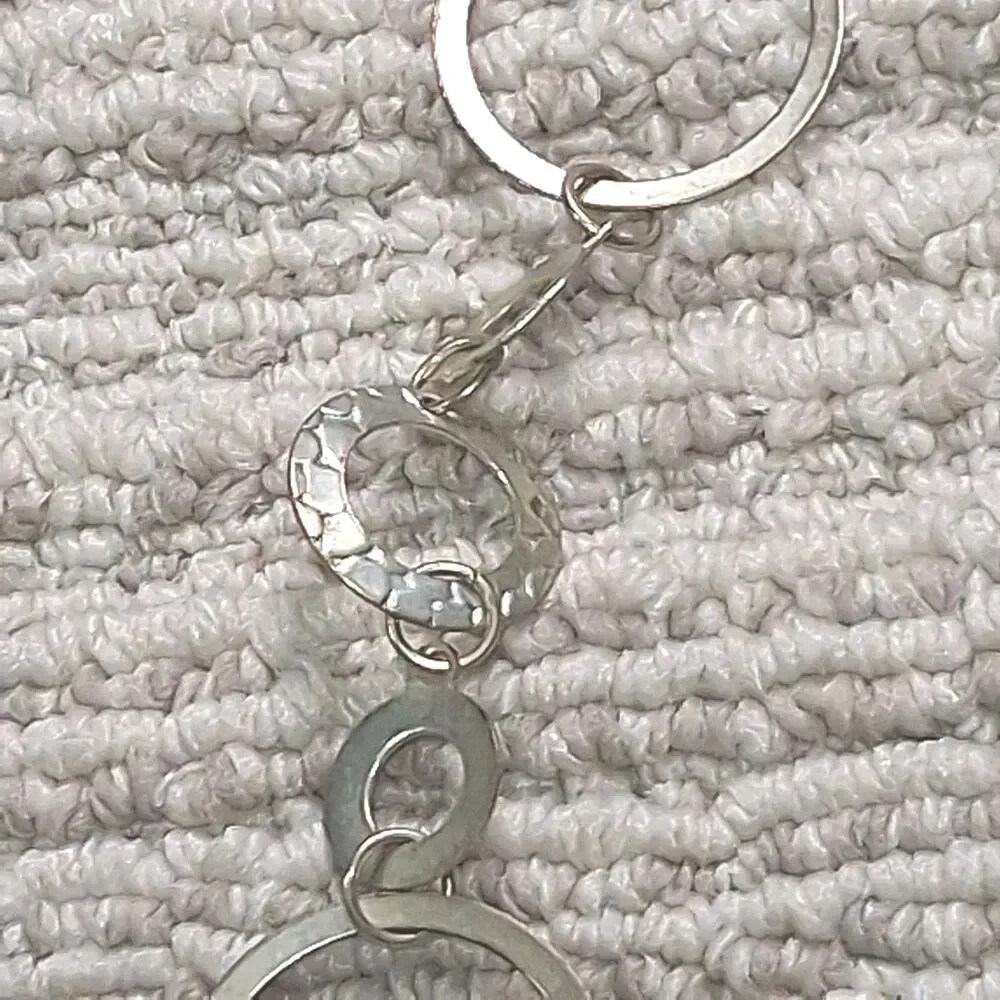 Silver Tone Hammered Open Circle Ring Link Chain Statement Collar Necklace Women